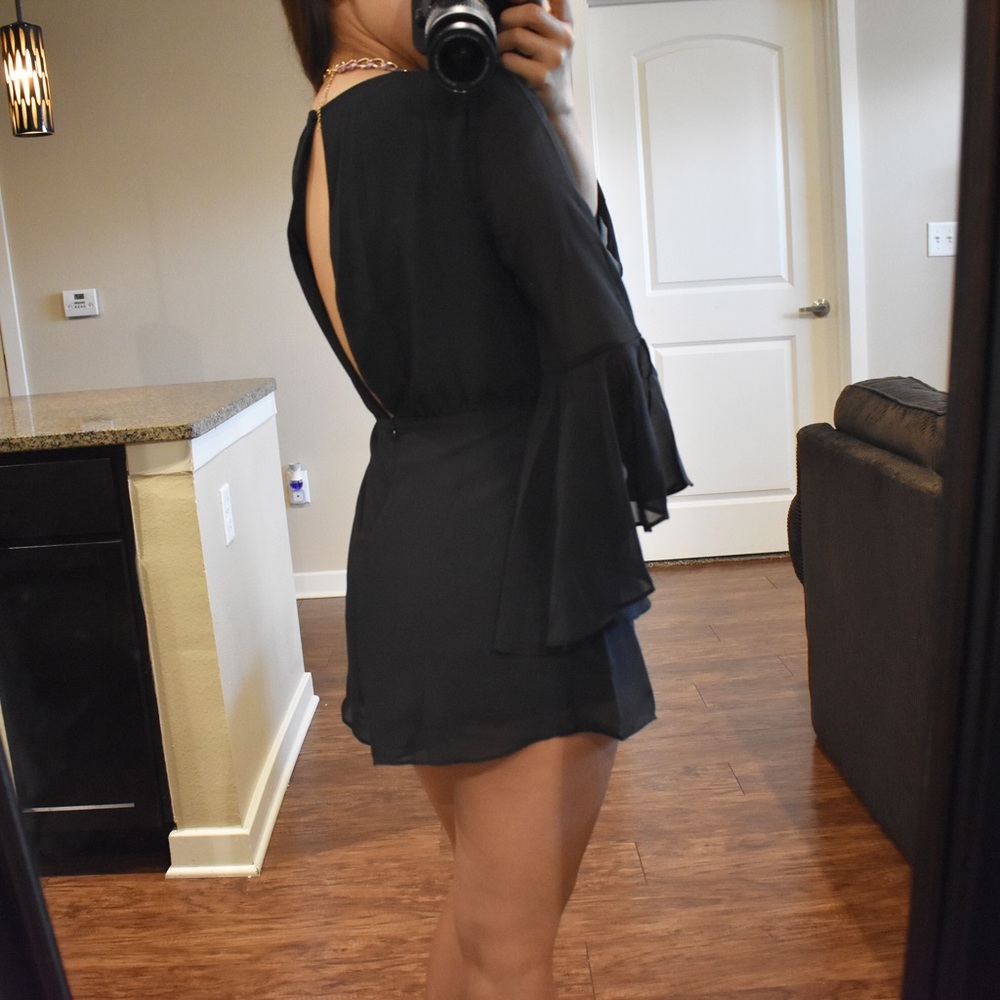 Silk - Bell Sleeve Romper with Front Tie - Picture 3 of 5